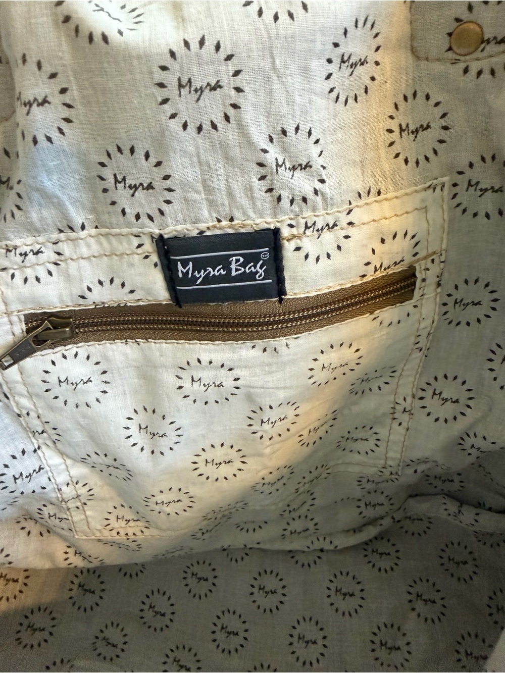 Myra Bag Canvas & Leather Convertible Tote Crossbody Olive Green Vintage Print - Picture 8 of 11